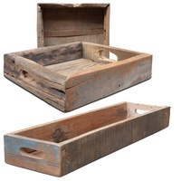 LS-LebenStil XL Vintage Echt-Holz Serviertablett Fundholz 61x17cm Griff-Tablett Betttisch Betttablett