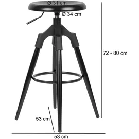 Wohnling Barhocker WL6.046 72-80 cm Schwarz