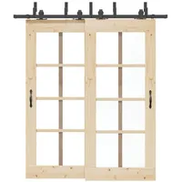 VidaXL Schiebetürbeschlag-Set 200 cm Stahl Schwarz