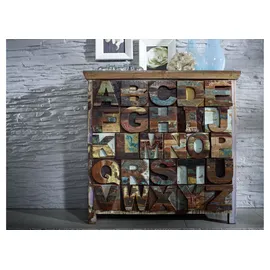 Massivmoebel24 Kommode Altholz 90x40x100 mehrfarbig lackiert NATURE of SPIRIT #70