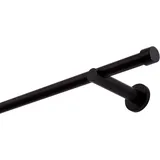 MDEKOR Gardinenstange schwarz 120 cm 1-läufig 19 mm aus Metall Wandbefestigung Endstück Kappe