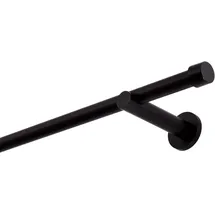 MDEKOR Gardinenstange schwarz 120 cm 1-läufig 19 mm aus Metall Wandbefestigung Endstück Kappe