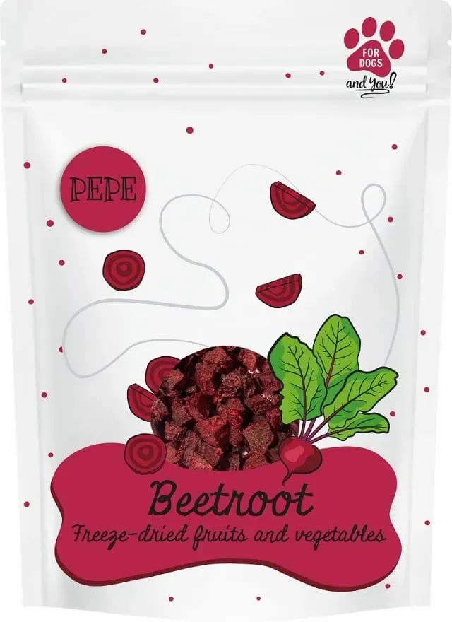 PAKA ZWIERZAKA PEPE Freeze-dried Gefriergetrocknetes Rote-Bete-Gemüse für Hunde 25 g