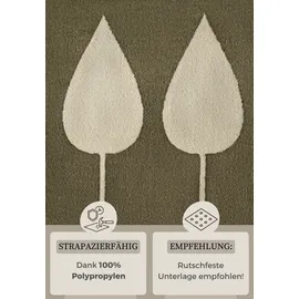 HANSE HOME "Lovely Leaves, grün creme), B:160cm H:8mm L:235cm, Polypropylen, Teppiche, Kinderteppich, Spielteppich, fest, Kinderzimmer, Kurzflor, Spielunterlage