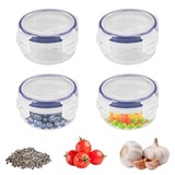 Jinsion 4 Pcs PP5 Frischhaltedosen mit Deckel Rund Klein Plastik,Mini Plastikdosen Salatdressing Dressing Behälter,Kleine Dose Gefrierdosen,Tiefkühldosen Frischhaltedose für Frische und Gefrorene