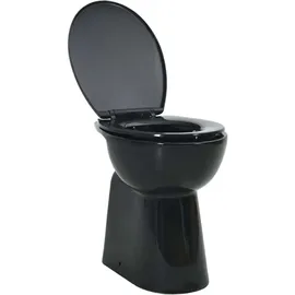 vidaXL Hohe Spülrandlose Toilette Soft-Close 7cm Höher Keramik Schwarz