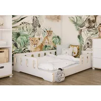 Kids Collective Kinderbett Bodenbett 140x200 cm weiß-natur mit Rausfallschutz
