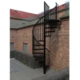 Minka Außentreppe Rondo Zink Ø 120 cm Schwarz Geschosshöhe bis 305 cm