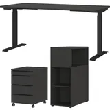 Germania Büromöbel-Set GERMANIA "Mailand", grau (graphit), Metall Spanplatte, Metall, Spanplatte, Arbeitsmöbel-Sets, Büromöbel-Set, inkl. Schreibtisch, Rollcontainer und Raumteiler