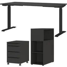 Germania Büromöbel-Set GERMANIA "Mailand", grau (graphit), Metall Spanplatte, Metall, Spanplatte, Arbeitsmöbel-Sets, Büromöbel-Set, inkl. Schreibtisch, Rollcontainer und Raumteiler