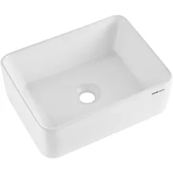VEVOR Modernes Keramik-Waschbecken Bad Aufsatzwaschbecken Weiß 406x305x133mm