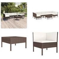 vidaXL 8 tlg. Garten Lounge Set mit Auflagen Poly Rattan Braun - Garten-Sofagarnitur - Garten-Sofagarnituren - Gartensofa-Set - Gartensofa-Sets - Braun