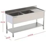 ARSENT Edelstahlspüle 2 Spülbecken links
