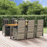 vidaXL Garten-Essgruppe 7-tlg. Grau