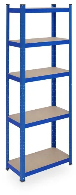 Relaxdays Blaues Schwerlastregal mit 5 Ebenen Blau,Hellbraun