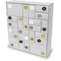 itenga SET Adventskalender zum Füllen Quader Mix (weiß) + Sticker Z52 - Weiß