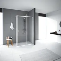 Aurlane Eckdusche mit Schiebetür links 80 x 120 cm weiß transparent 6 mm