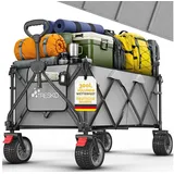 TRESKO Bollerwagen faltbar 300L mit Bremse grau
