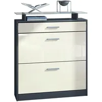Vladon Schuhschrank Creme Holzwerkstoff, 89x104x23 cm, Garderobe, Schuhaufbewahrung, Schuhschränke