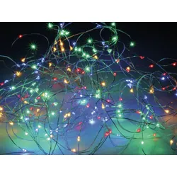 LED-Lichterkette Vorhang, Silberdraht, 200 LEDs, bunt, 230V~, Innen/Außen