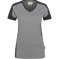 Hakro Damen V-Shirt Contrast Mikralinar® titan/anthrazit, XS