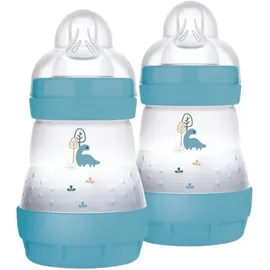 MAM Easy Start Babyflasche, 160 ml (2er-Set), Set mit 2 Anti-Kolik-Fläschchen für gemischtes Stillen, reduziert Luftblasen und das Risiko von Koliken, Babyzubehör mit Sauger Größe 1, Hellblau