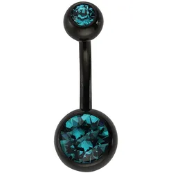 Zeeme Body Jewelry Piercing 316L Chirurgenstahl schwarz Kristall blau