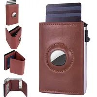 PEVRUAY Airtag Wallet Herren mit XL Münzfach I MagSnap Kartenetui Herren I Smart Airtag Wallet für 7 Karten I Geldbörse Herren mit RFID Schutz I Portmonee Herren mit AirTag* Fach I Redbrown