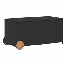 vidaXL Gartentruhe mit Rollen Schwarz 190L Poly Rattan