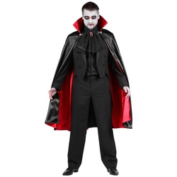 thetru Kostüm Dracula Cape mit Stehkragen schwarz-rot, Schulterumhang mit extra hohem Stehkragen rot