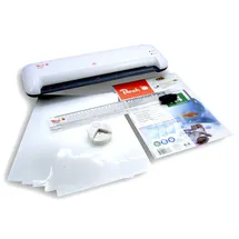 Peach 4 in 1 Laminierset inkl. Laminiergerät, Eckenrunder, Rollenschneider und Folien A3