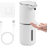 Seifenspender Automatisch Berührungslos - 380ml Elektrischer Seifenspender mit Infrarot Sensor, 4 Stufen Einstellbar, IPX5 Wasserdicht, USB-C Wiederaufladbar, Wandmontage für Bad, Küche & Büro, Weiß
