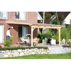 Terrassendach SKANHOLZ "Ravenna", beige (natur), B:541cm T:250cm, Douglasienholz, Terrassenüberdachungen, 541 cm Breite, verschiedene Tiefen