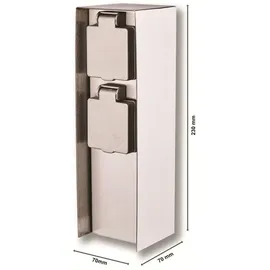 DIEBOLD Steckdosensäule 2-fach, IP44, Eisen gebürstet - Silber/Bunt