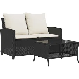 vidaXL Gartensofa 2-Sitzer Loungesofa schwarz