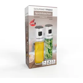 GOURMETmaxx Sprühflasche Essig & Öl 2er-Set 100 ml schwarz/Edelstahl