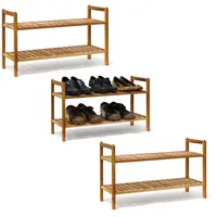 Relaxdays 3 x Schuhregal Walnuss stapelbar, - Hellbraun