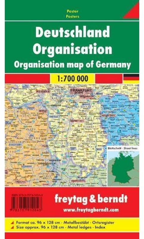 Freytag & Berndt Poster Deutschland  Organisation  Mit Metallstäben. Organisation Map Of Germany  Karte (im Sinne von Landkarte)