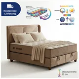 Bambi Boxspringbett Bambi Bett Schlafzimmer Set Boxspringbett 180x200 Klima Naturel braun 180 cm x 200 cm
