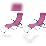 Lex 2er Set Siestaliege Kippliege Sonnenliege Strandliege Garten klappbar pink