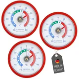 Lantelme Kühlschrankthermometer 3 Stück Selbstklebend Gefrierschrank Kühltheke Kühlschrank Thermometer, 3-tlg., 3 Stück im Set, Auswahl Farben, Deutsche Herstellung, + - 50°C Temperaturanzeige rot