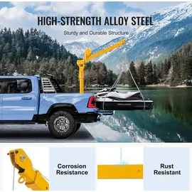 Vevor Pick Up Kran, 499 kg Traglast, zusammenklappbarer LKW-Kran mit 499 kg Winde, Ladekran aus Stahl, Werkstattkran 360° schwenkbar, Hebekran zum Heben von Gütern auf der Baustelle, in der Fabrik