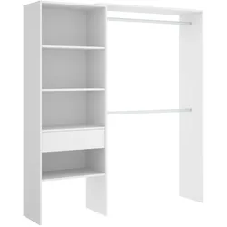 Dmora Kleiderschrank Lhotse, Struktur für begehbaren Kleiderschrank, Offene Garderobe, 160x40h187 cm, Weiß