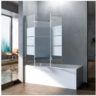 Boromal Duschwand für Badewanne Badewannenaufsatz Badewannenfaltwand 2 3 teilig faltbar, 5mm Sicherheitsglas, (B:90,100,110,120,130,140cm H:140cm), 180° schwenkbar silberfarben 120 cm x 140 cm