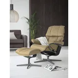 Stressless Stressless® »Reno«, (Set, Relaxsessel mit Hocker), mit Hocker, mit Cross Base, Größe S, M & L, Holzakzent Schwarz