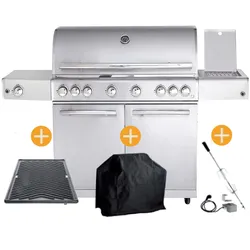 CHEF Paket XL1 Backburner Seitenkocher GRATIS: Cover, Grillplatte, Spieß