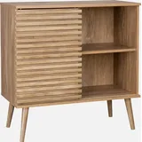 sweeek Skandinavisches Sideboard in Holzdekor mit geriffelter Schiebetür B 80 cm - sweeek