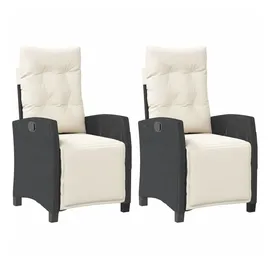 vidaXL Gartensessel mit Fußteil 2 Stk. Verstellbar Schwarz Poly Rattan