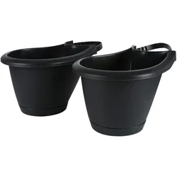 Prosperplast 2er Set Regen- und Fallrohr-Pflanztopf Respana Belt Anthrazit Anthrazit