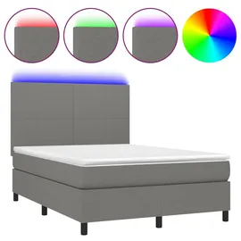 vidaXL Boxspringbett mit Matratze & LED Dunkelgrau 140x200 cm Stoff